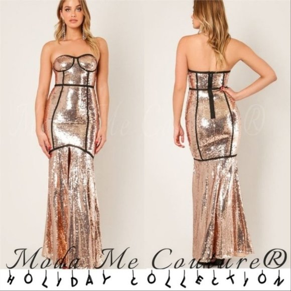 MODA ME COUTURE Dresses & Skirts - HOLIDAY COLLECTION - Gold Sequin Gown Dress